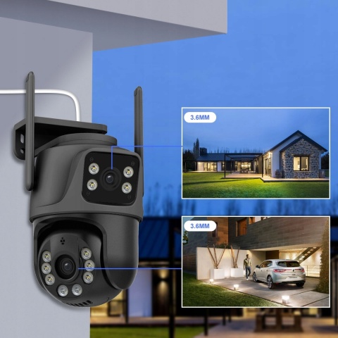 PODWÓJNA KAMERA ZEWNĘTRZNA WIFI FULL HD+ LED Z OBROTEM I ŚLEDZENIEM RUCHU