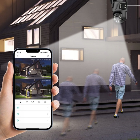 PODWÓJNA KAMERA ZEWNĘTRZNA WIFI FULL HD+ LED Z OBROTEM I ŚLEDZENIEM RUCHU