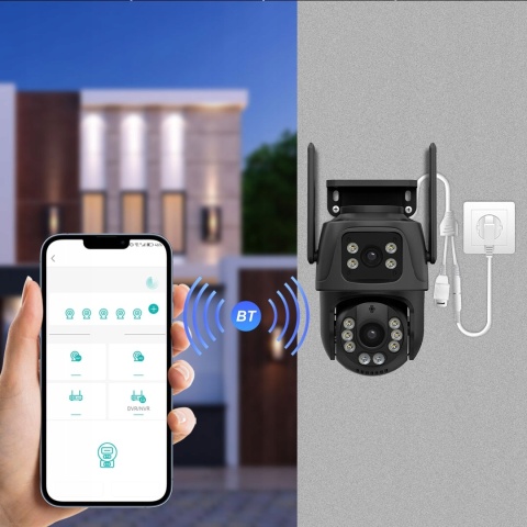 PODWÓJNA KAMERA ZEWNĘTRZNA WIFI FULL HD+ LED Z OBROTEM I ŚLEDZENIEM RUCHU