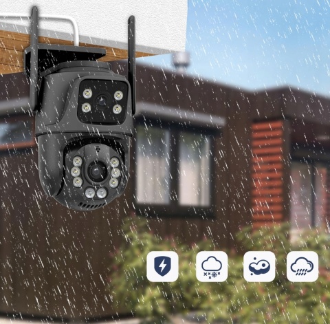 PODWÓJNA KAMERA ZEWNĘTRZNA WIFI FULL HD+ LED Z OBROTEM I ŚLEDZENIEM RUCHU