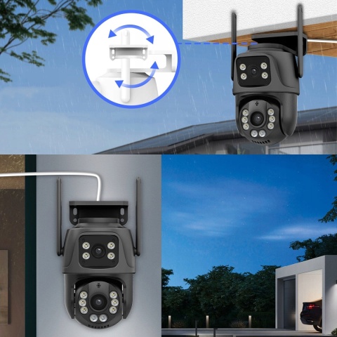 PODWÓJNA KAMERA ZEWNĘTRZNA WIFI FULL HD+ LED Z OBROTEM I ŚLEDZENIEM RUCHU