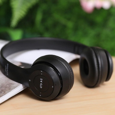 Bezprzewodowe słuchawki Bluetooth P47 z mikrofonem, FM, MP3 - czarne