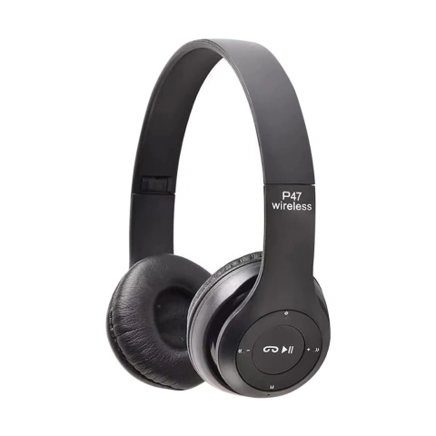 Bezprzewodowe słuchawki Bluetooth P47 z mikrofonem, FM, MP3 - czarne