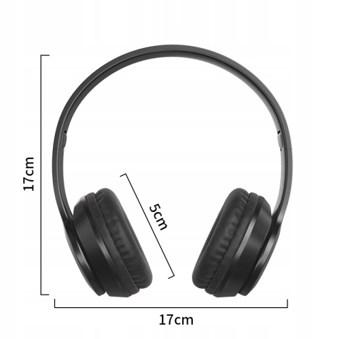 Bezprzewodowe słuchawki Bluetooth P47 z mikrofonem, FM, MP3 - czarne