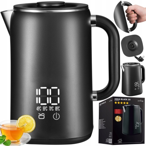 Czajnik elektryczny Lehmann Aqua Black 1,7L 1500W z regulacją temperatury