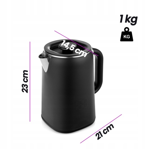 Czajnik elektryczny Lehmann Aqua Black 1,7L 1500W z regulacją temperatury