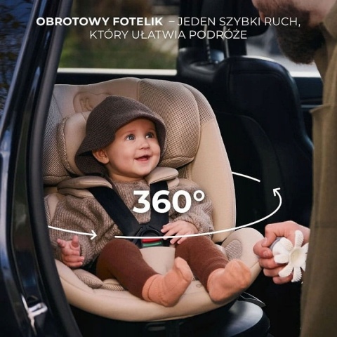 Fotelik samochodowy Kinderkraft Xpedition 3 i-Size 360° beżowy 0-36 kg