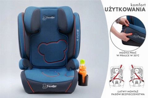 Fotelik samochodowy NICOLO 2w1 i-Size 100-150 cm + organizer TRAVELLER