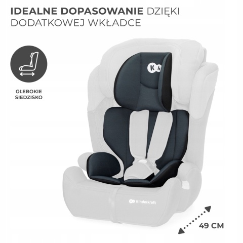 Fotelik samochodowy i-Size Comfort Up 9-36 kg, czarny, łatwy montaż