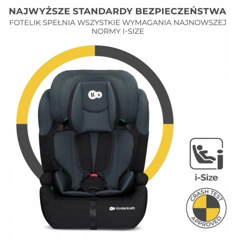 Fotelik samochodowy i-Size Comfort Up 9-36 kg, czarny, łatwy montaż