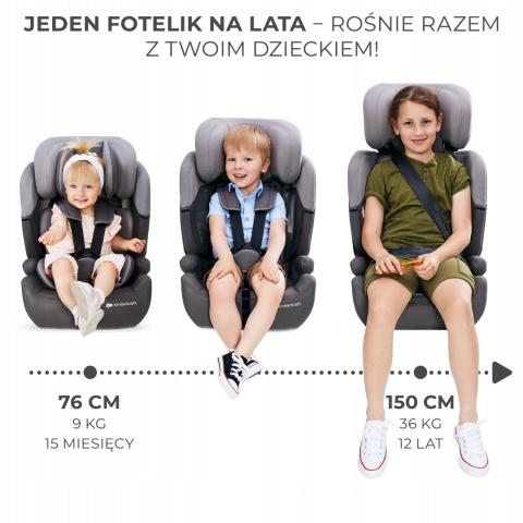 Fotelik samochodowy i-Size Comfort Up 9-36 kg, czarny, łatwy montaż