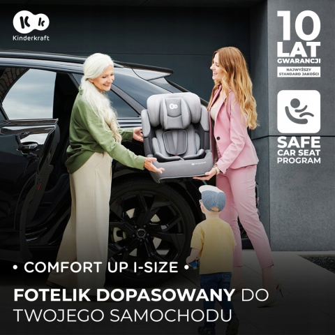 Fotelik samochodowy i-Size Comfort Up 9-36 kg, czarny, łatwy montaż