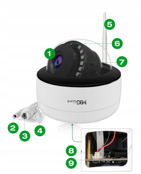 Kamera IP 5MPx UHD Zewnętrzna H.265 WiFi IR 30m z Mikrofonem 128GB