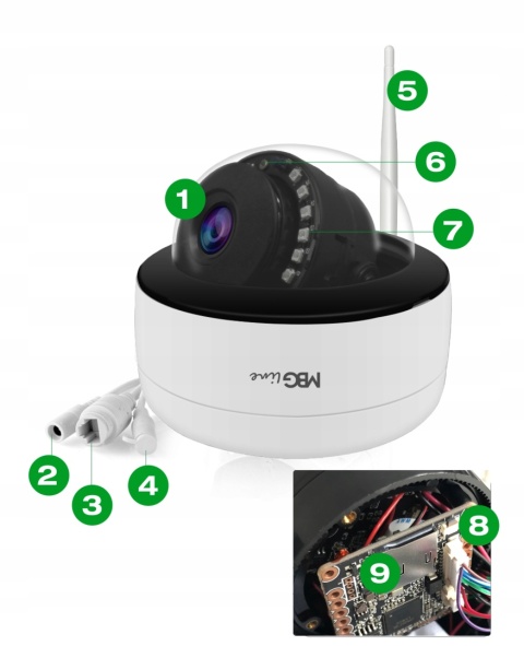 Kamera IP 5MPx UHD Zewnętrzna H.265 WiFi IR 30m z Mikrofonem 128GB