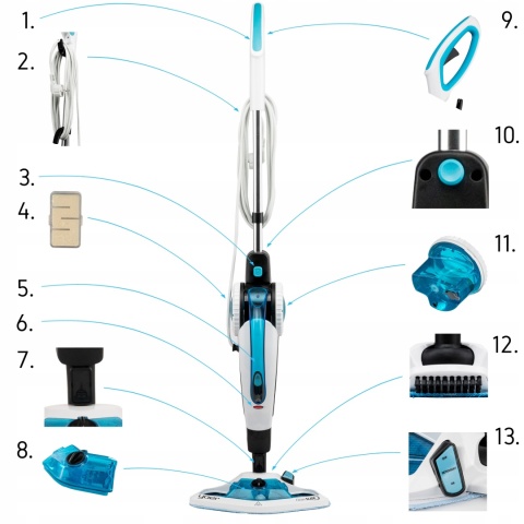 Mop Parowy Yoer Clean Slide SMC01W 2100W z Myjką i Wężem 25 min