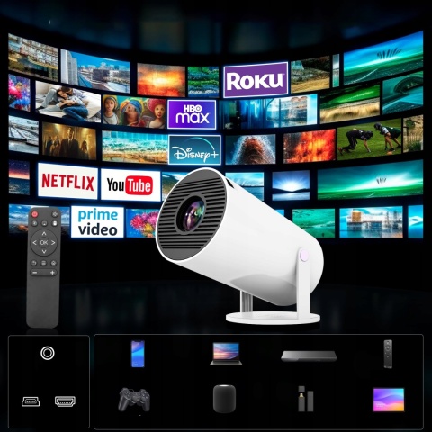 Projektor Hy300 Pro 2025 4K Smart Tv Z Wifi, 130 Cali, Android 11