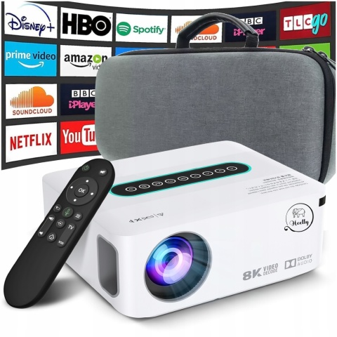 Projektor Heelly Led 8K/4K Smart Tv Z Androidem, Wifi I Bluetooth 12000Lm