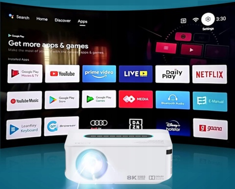 Projektor Heelly Led 8K/4K Smart Tv Z Androidem, Wifi I Bluetooth 12000Lm