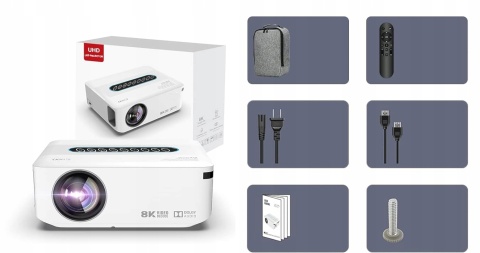 Projektor Heelly Led 8K/4K Smart Tv Z Androidem, Wifi I Bluetooth 12000Lm