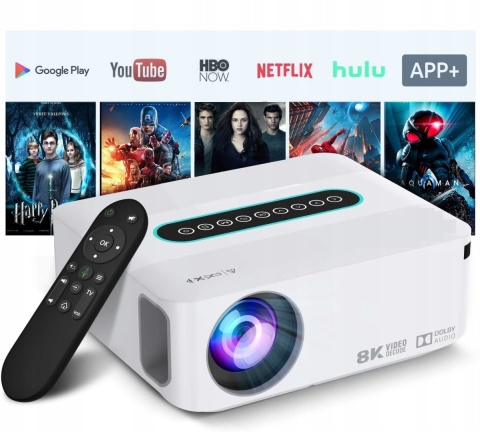Projektor Heelly Led 8K/4K Smart Tv Z Androidem, Wifi I Bluetooth 12000Lm