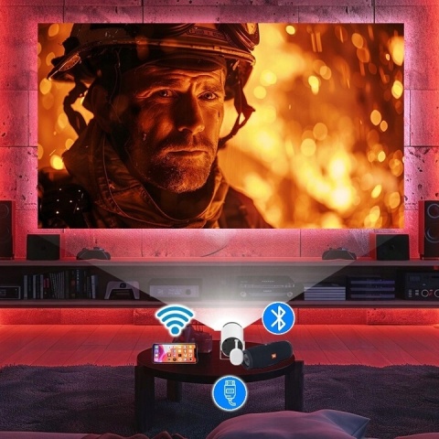 Projektor Led Lertz™ Z Android 11 - 720P Wi-Fi Bluetooth 250 Lumenów