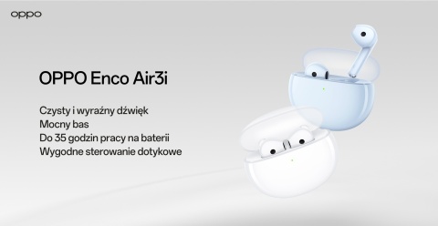 Słuchawki bezprzewodowe OPPO Enco Air3i, Bluetooth 5.3, niebieskie