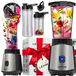 Blender Kielichowy Lehmann Smoofit 1200W, 2 Butelki, Tritan, Kruszy Lód