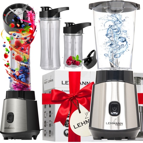 Blender kielichowy Lehmann Smoofit 1200W z bidonami - 10 funkcji miksowania