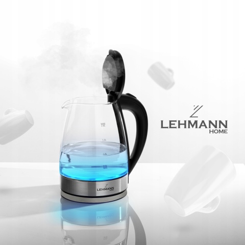 Czajnik Elektryczny Szklany LED 2L 2200W Bezprzewodowy Lehmann