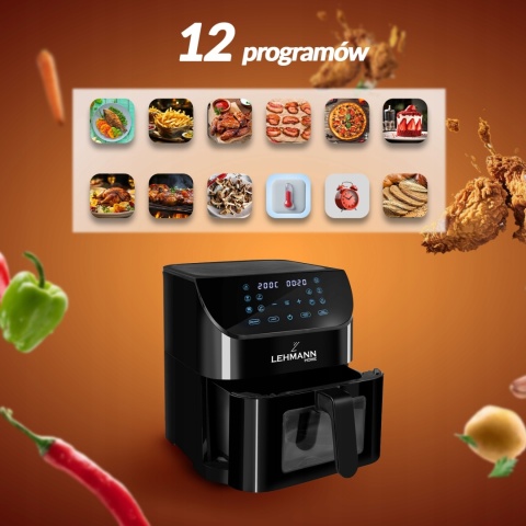 Frytkownica Beztłuszczowa Lehmann Gusto 8L 1800W z Okienkiem LCD