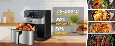 Frytkownica Beztłuszczowa Lehmann Procado 8L 1800W z 12 Programami LCD