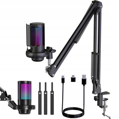 Mikrofon USB Bedee RGB z Wyciszeniem i Monitorowaniem 3,5mm