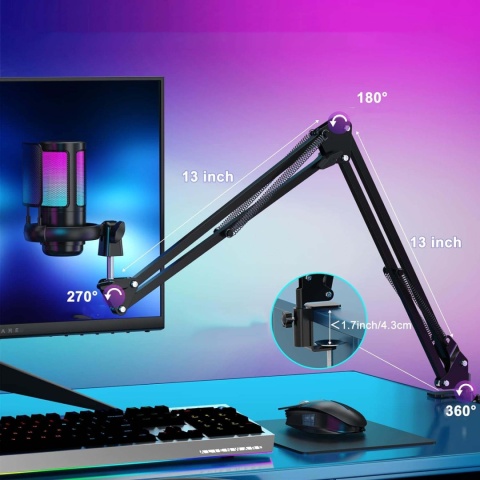 Mikrofon USB Bedee RGB z Wyciszeniem i Monitorowaniem 3,5mm