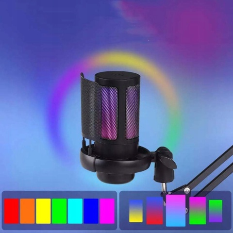 Mikrofon USB Bedee RGB z Wyciszeniem i Monitorowaniem 3,5mm