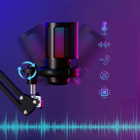Mikrofon USB Bedee RGB z Wyciszeniem i Monitorowaniem 3,5mm