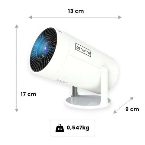 Mini Projektor Zenwire R1 Android 12, FULL HD, WiFi 6, Bluetooth, Przenośny