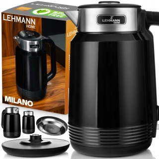 CZAJNIK ELEKTRYCZNY LEHMANN MILANO BLACK 2L 2200W BEZBAJEROWY TERMOS 360°