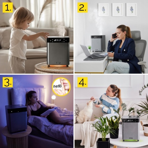 NAWILŻACZ I JONIZATOR POWIETRZA ULTRADŹWIĘKOWY YOER AQUACUBE 5W1
