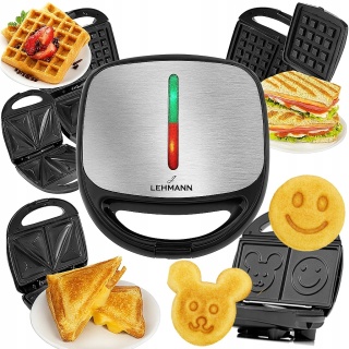 OPIEKACZ 5W1 LEHMANN 1200W - GOFROWNICA, GRILL, TOSTY, CIASTECZKA I KANAPKI