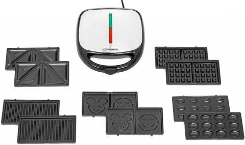 OPIEKACZ 5W1 LEHMANN 1200W - GOFROWNICA, GRILL, TOSTY, CIASTECZKA I KANAPKI