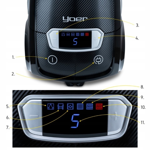 Odkurzacz workowy Yoer Silent Intense VC01BK, HEPA H13, 4200W, pilot