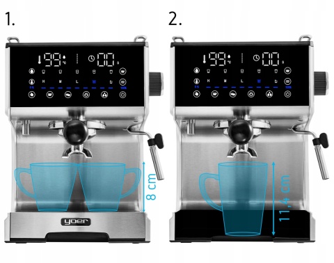 Ekspres Kolbowy Yoer Barisso EM03S 1,7L 20BAR 1350W z Spieniaczem Mleka