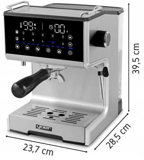 Ekspres Kolbowy Yoer Barisso EM03S 1,7L 20BAR 1350W z Spieniaczem Mleka