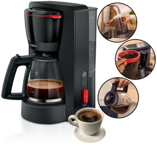 Ekspres Przelewowy Bosch MyMoment TKA3M133 1.4L Czarny Szklany Dzbanek