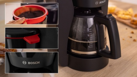 Ekspres Przelewowy Bosch Mymoment 1.4L Czarny, Szklany Dzbanek, Aroma+