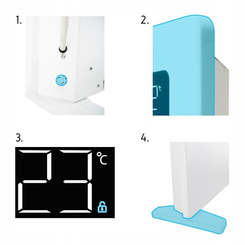 Grzejnik elektryczny Yoer Caliento 2500W, Wi-Fi, Timer, 2w1, 3 tryby