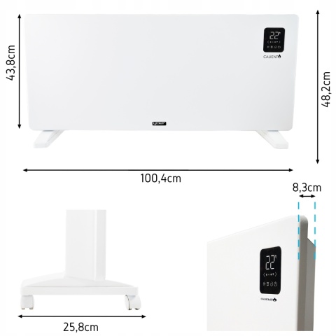 Grzejnik elektryczny Yoer Caliento 2500W, Wi-Fi, Timer, 2w1, 3 tryby