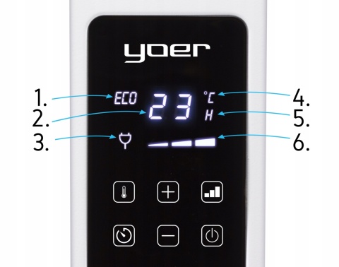 Grzejnik elektryczny Yoer Silento CH01W 2000W z EKO termostatem i pilotem