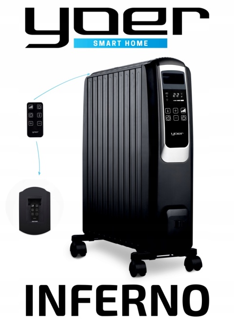 Grzejnik olejowy Yoer Inferno 2500W z WiFi, ECO, TIMER, 10 żeberek