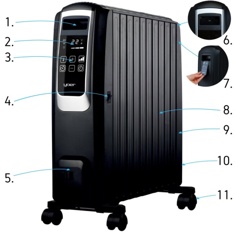 Grzejnik olejowy Yoer Inferno 2500W z WiFi, ECO, TIMER, 10 żeberek